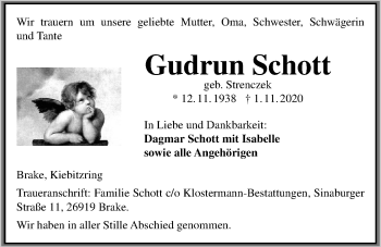 Traueranzeige von Gudrun Schott von Nordwest-Zeitung