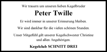 Traueranzeige von Peter Twille von Nordwest-Zeitung