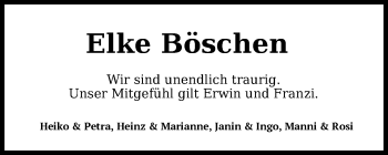 Traueranzeige von Elke Böschen von Nordwest-Zeitung