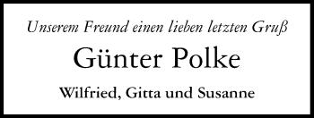 Traueranzeige von Günter Polke von Nordwest-Zeitung