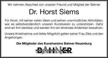 Traueranzeige von Horst Dr. Siems von Nordwest-Zeitung