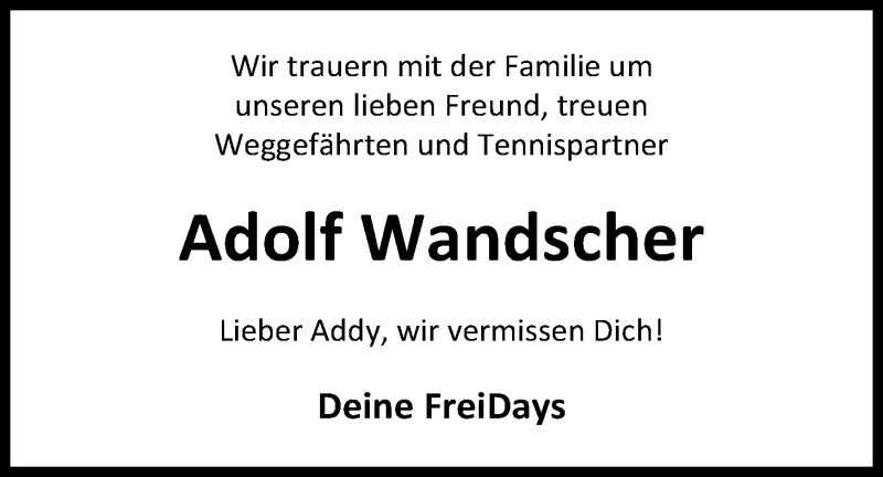  Traueranzeige für Adolf Wandscher vom 12.02.2020 aus Nordwest-Zeitung