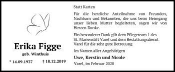Traueranzeige von Erika Figge von Nordwest-Zeitung
