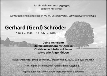 Traueranzeige von Gerhard Schröder von Nordwest-Zeitung