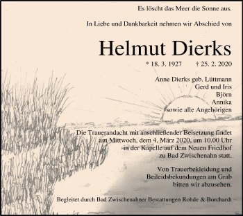 Traueranzeige von Helmut Dierks von Nordwest-Zeitung