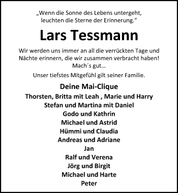 Traueranzeige von Lars Tessmann von Nordwest-Zeitung