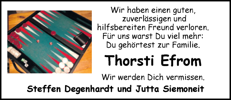  Traueranzeige für Thorsten Efrom vom 22.02.2020 aus Nordwest-Zeitung