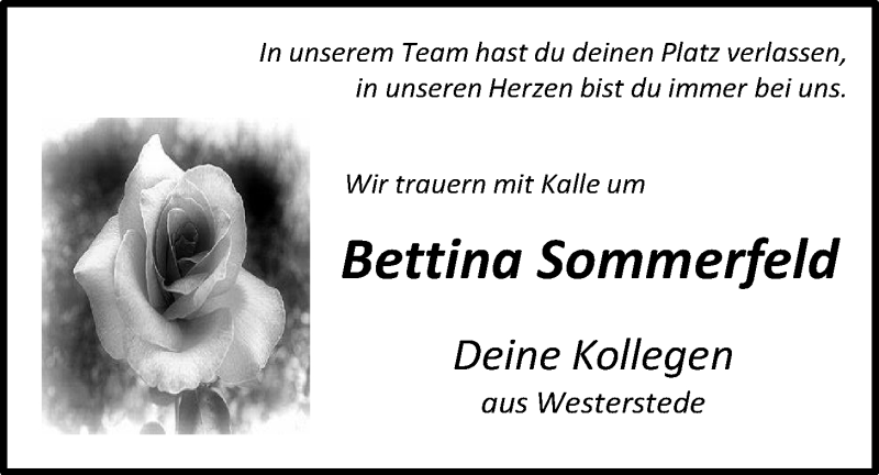  Traueranzeige für Bettina Sommerfeld vom 24.03.2020 aus Nordwest-Zeitung