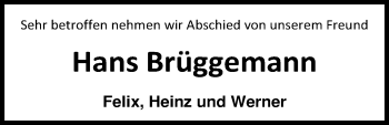 Traueranzeige von Hans-Georg Brüggemann von Nordwest-Zeitung