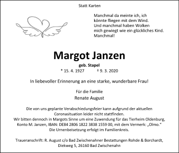 Traueranzeige von Peter Janzen von Nordwest-Zeitung