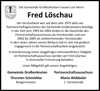 Traueranzeige von Fred Löschau von Nordwest-Zeitung