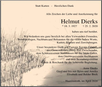 Traueranzeige von Helmut Dierks von Nordwest-Zeitung