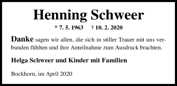 Traueranzeige von Henning Schweer von Nordwest-Zeitung
