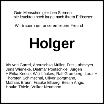 Traueranzeige von Holger Schomaker von Nordwest-Zeitung