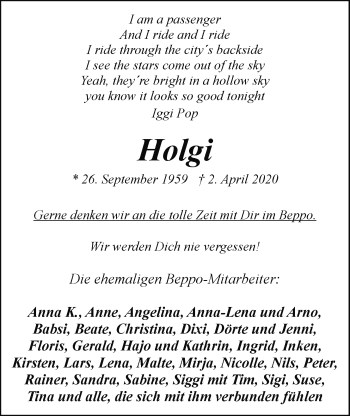 Traueranzeige von Holger Schomaker von Nordwest-Zeitung