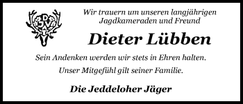 Traueranzeige von Dieter Lübben von Nordwest-Zeitung