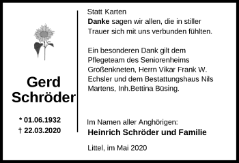 Traueranzeige von Gerd Schröder von Nordwest-Zeitung