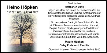 Traueranzeige von Heino Höpken von Nordwest-Zeitung