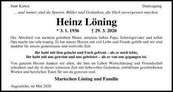 Traueranzeige von Heinz Löning von Nordwest-Zeitung
