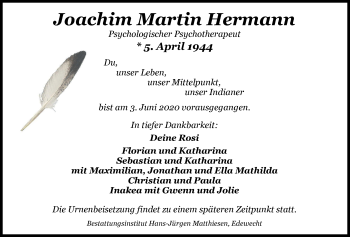 Traueranzeige von Joachim Martin Hermann von Nordwest-Zeitung