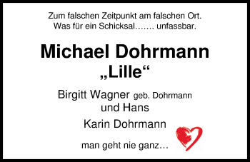 Traueranzeige von Michael Dohrmann von Nordwest-Zeitung