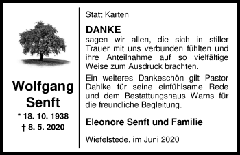 Traueranzeige von Wolfgang Senft von Nordwest-Zeitung