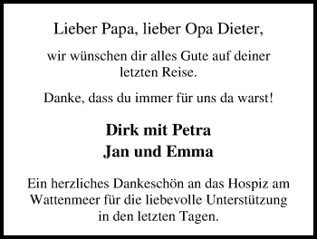 Traueranzeige von Diedrich Eilers von Nordwest-Zeitung