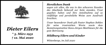 Traueranzeige von Dieter Eilers von Nordwest-Zeitung