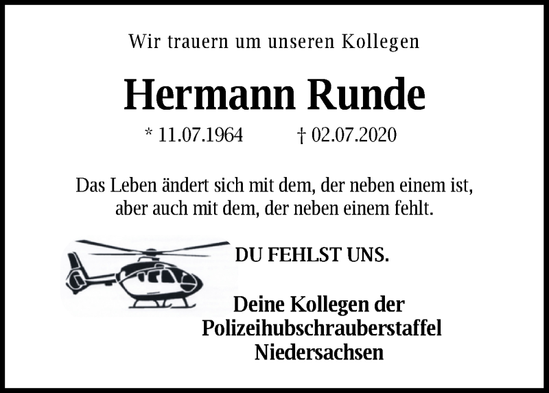  Traueranzeige für Hermann Runde vom 08.07.2020 aus Nordwest-Zeitung