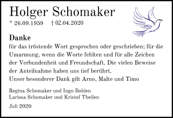 Traueranzeige von Holger Schomaker von Nordwest-Zeitung