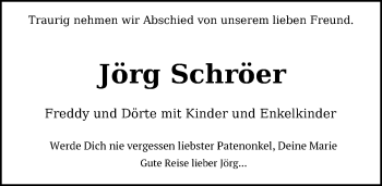 Traueranzeige von Jörg Schröer von Nordwest-Zeitung
