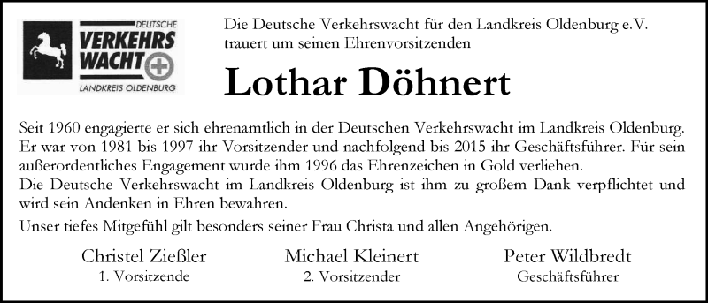  Traueranzeige für Lothar Döhnert vom 07.07.2020 aus Nordwest-Zeitung