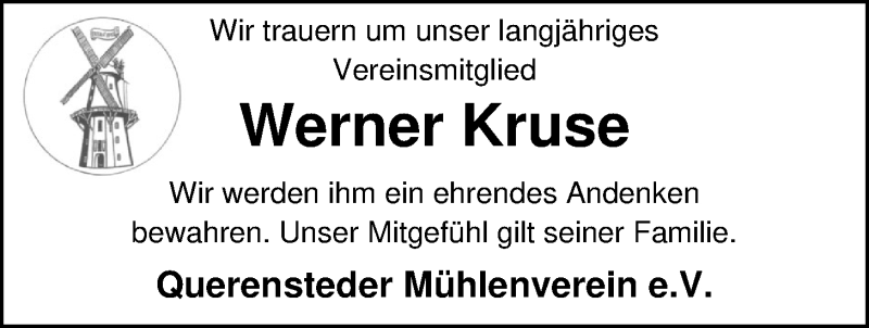  Traueranzeige für Werner Kruse vom 15.07.2020 aus Nordwest-Zeitung