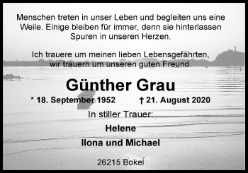 Traueranzeige von Günther Grau von Nordwest-Zeitung