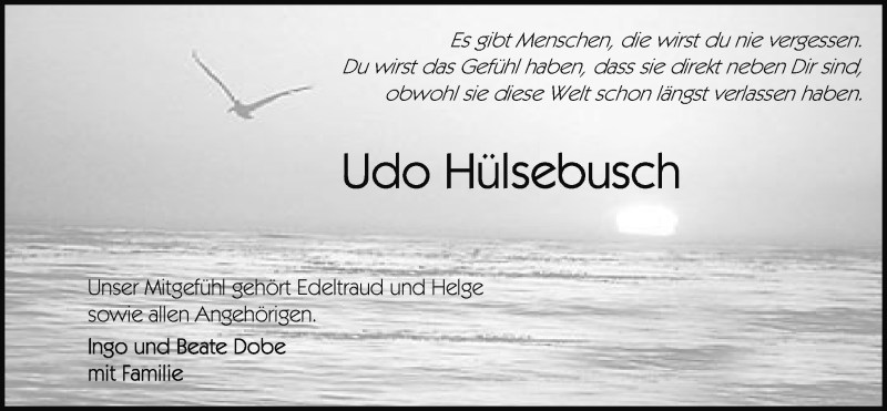  Traueranzeige für Udo Hülsebusch vom 01.07.2020 aus Nordwest-Zeitung
