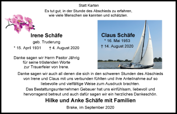 Traueranzeige von Claus Schäfe von Nordwest-Zeitung