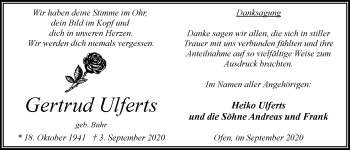 Traueranzeige von Gertrud Ulferts von Nordwest-Zeitung