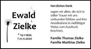 Traueranzeige von Ewald Zielke von Nordwest-Zeitung