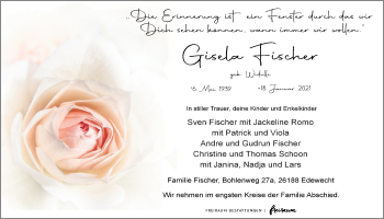 Traueranzeige von Gisela Fischer von Nordwest-Zeitung