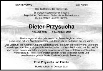Traueranzeige von Dieter Przysucha von Nordwest-Zeitung
