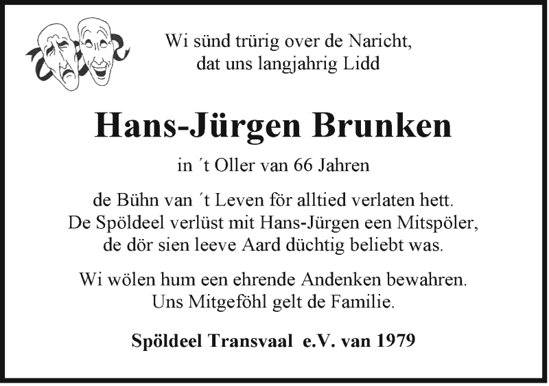  Traueranzeige für Hans-Jürgen Brunken vom 02.10.2021 aus Emder Zeitung