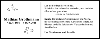 Traueranzeige von Mathias Grothmann von Nordwest-Zeitung