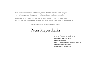 Traueranzeige von Petra Meyerdierks von Nordwest-Zeitung