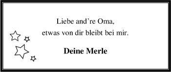 Traueranzeige von Else Abrahams von Nordwest-Zeitung