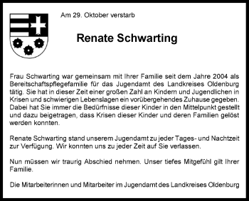 Traueranzeige von Renate Schwarting von Nordwest-Zeitung