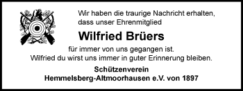 Traueranzeige von Wilfried Brüers von Nordwest-Zeitung