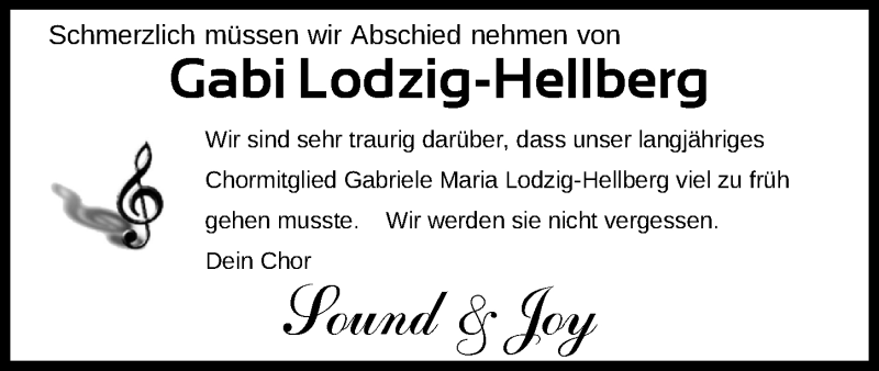  Traueranzeige für Gabi Lodzig-Hellberg vom 04.12.2021 aus Nordwest-Zeitung