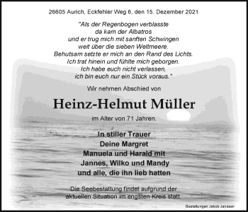 Traueranzeige von Heinz-Helmut Müller von Emder Zeitung