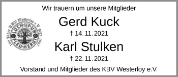 Traueranzeige von Im Gedenken 2021 von Nordwest-Zeitung