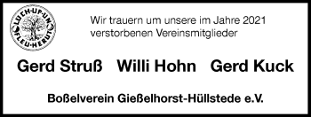 Traueranzeige von In Gedenken 2021 von Nordwest-Zeitung